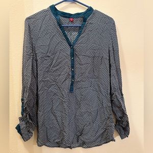 (M) Zolla Blue/Turquoise Long Sleeve Shirt Blouse
